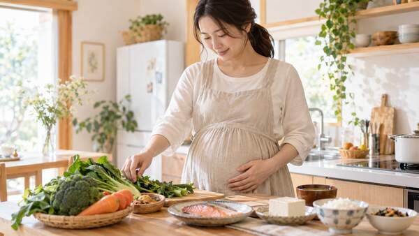赤ちゃんを迎える前に家族でお口の健康を話し合う様子